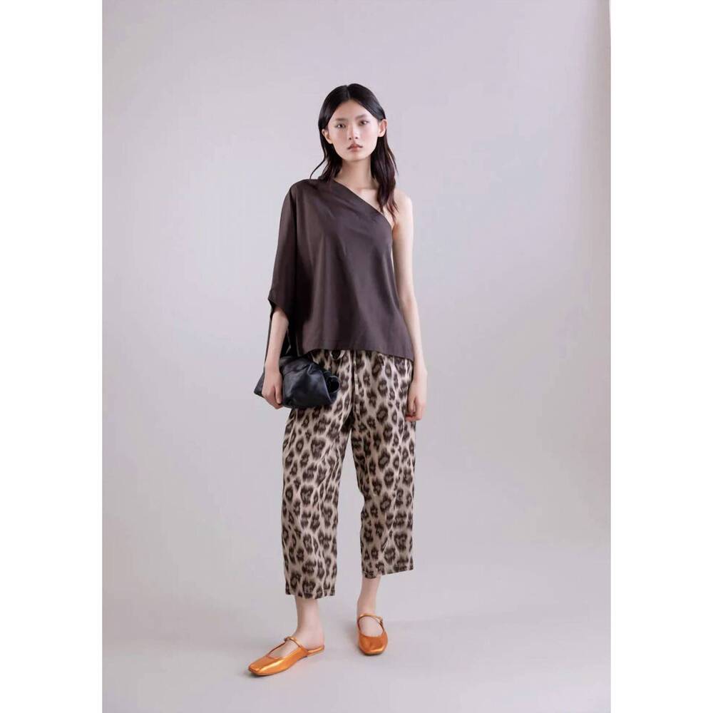 NEW PSOPHIA savanna shadow slouchy pants with pleats in animal print